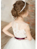 Ivory Lace Tulle Tea Length Flower Girl Dress